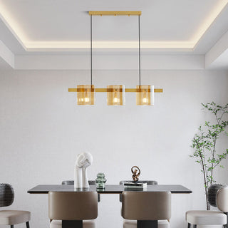Arisha Suspension Cylindre Nordique, Cuivre/Verre, Noir/Or, Bar/Cuisine