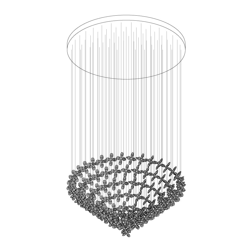 Veyrien Lustre Cristal Papillon Bouquet Floral