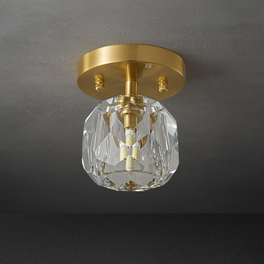 Kristy Plafonnier Diamant Cristal, Métal/Cristal, Doré, Salon