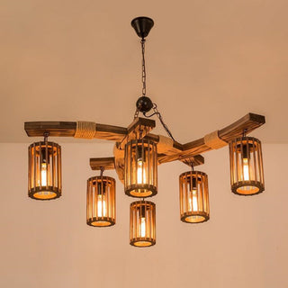 Epoch Moderne Rétro LED Lustre Bois Salon/Salle À Manger/Bar