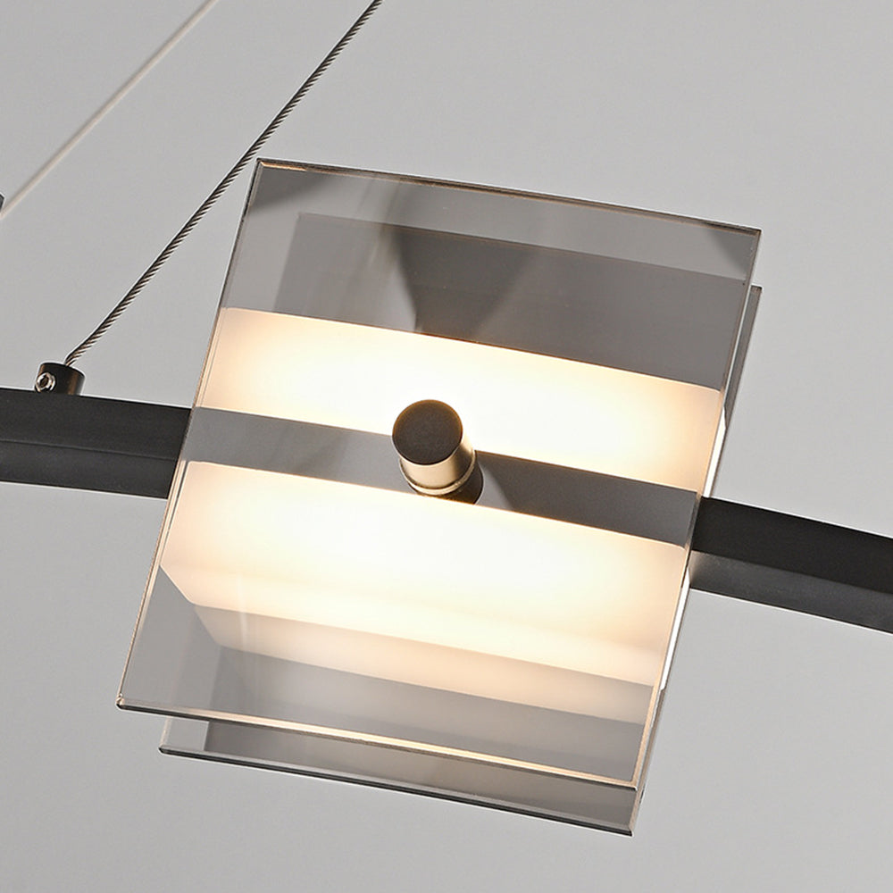 Arisha Suspension Anneau Simple, Cuivre/Verre, Noir/Or, Salon/Chambre