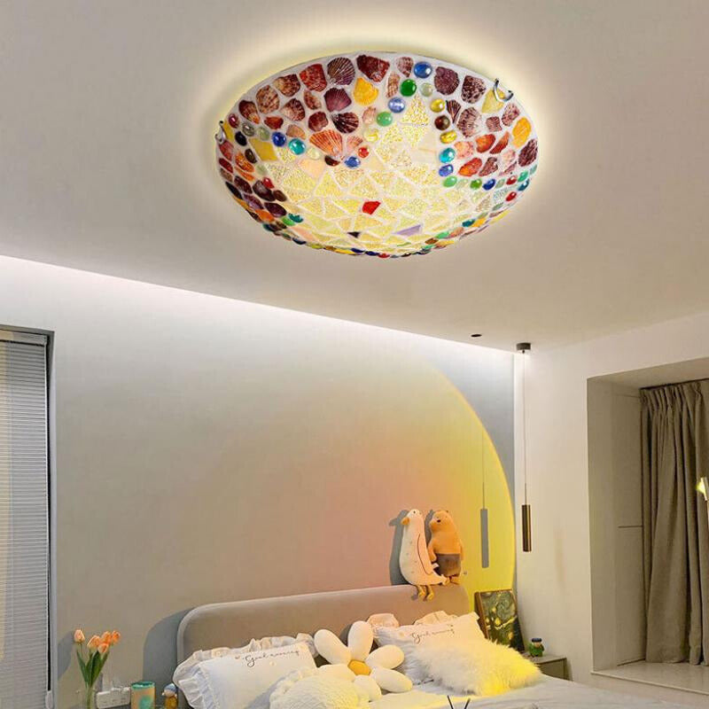 Tiffany Rustique Plafonnier Métal Verre Chambre À Coucher