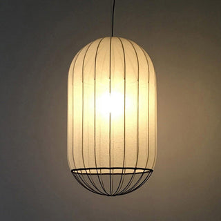 Ritta Suspension Vintage, Métal/Tissu, Blanc/Noir, Salon