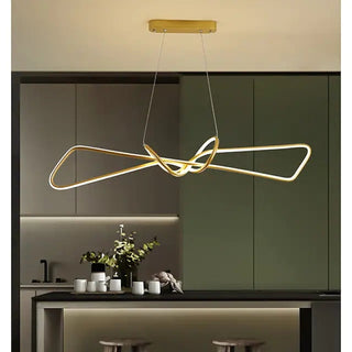 Arisha Suspension Minimalist Geometric Adjustable, Métal, Noir/Or, Salle à Manger
