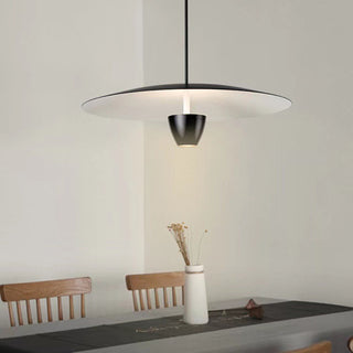 Arisha Suspension Ronde LED Minimaliste, Métal, Noir, Salon