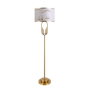 Mira Lampe de Table/Lampadaire Paysage Moderne, Métal/Tissu, Or, Salon