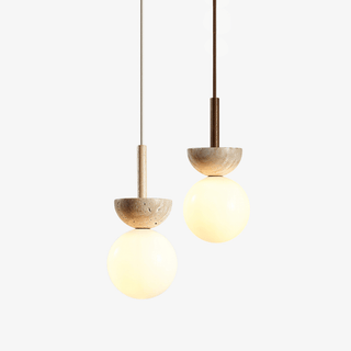 Travertine Half Duo Pendant Light-Neutral Decor