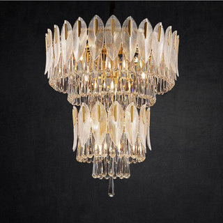 Kristy Lustre Plume Cristal, Métal/Cristal, Doré, Salon