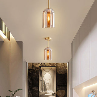 Arisha Plafonnier Cylindre Moderne, Cuivre/Verre, Cognac/Gris Fumé, Salon