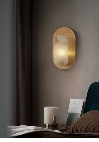 Perforated Oval Alabaster Wall Sconce-Neutral Decor