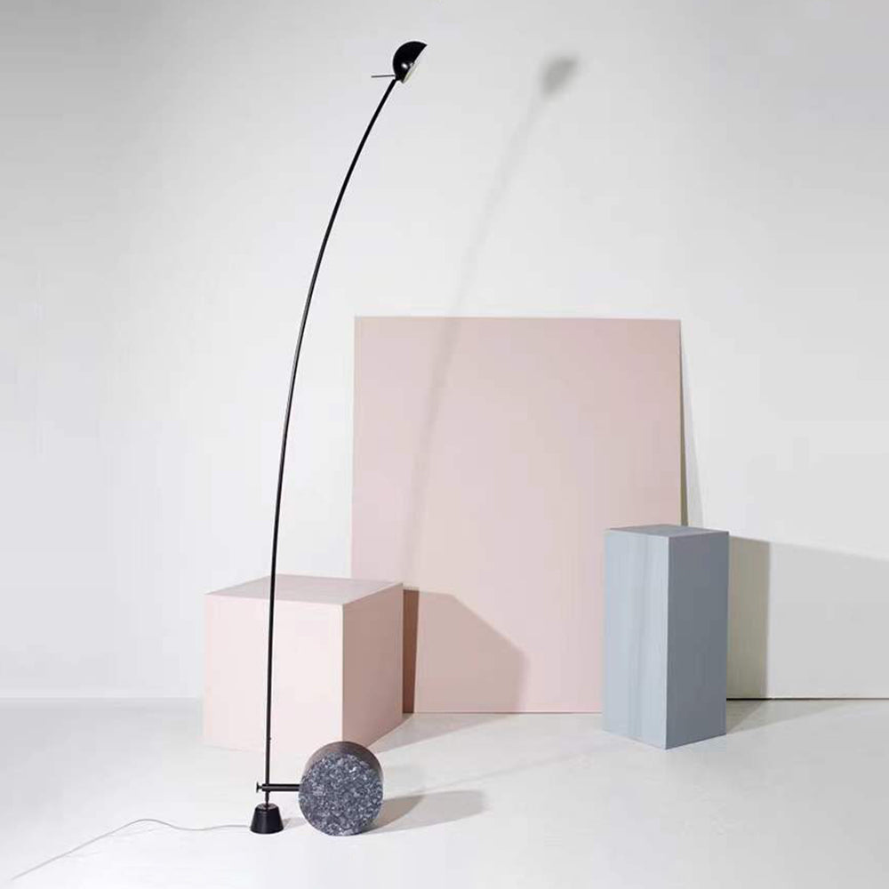 Mira Lampadaire Courbe Moderne, Marbre/Métal, Noir, Salon