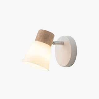 Muto Design Italien LED Applique Murale à Miroir Ronde Rustique Bois/Verre Blanc Salle de Bain