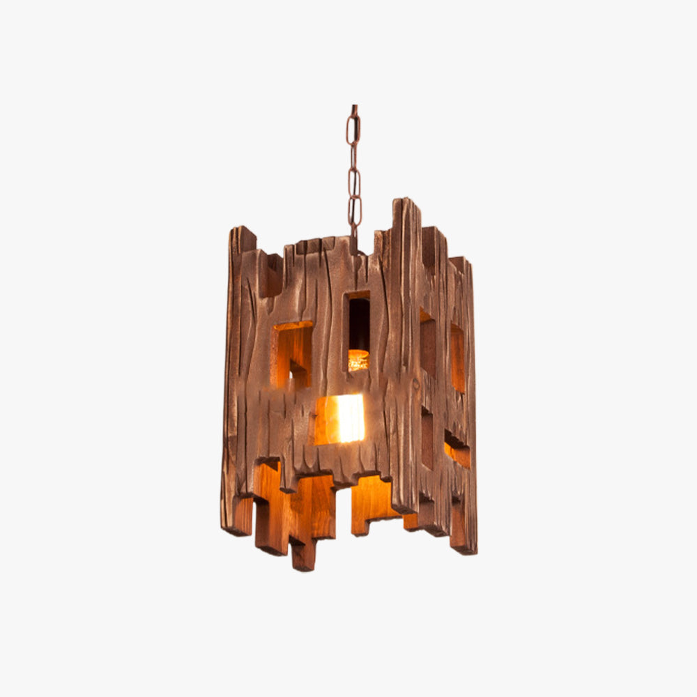 Epoch Suspension Rectangulaire Rustique, Bois/Metal, Bois, Chambre