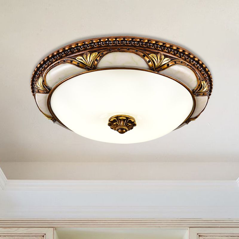 Silva Ronde Retro LED Plafonnier Brass Résine/Verre Chambre à coucher