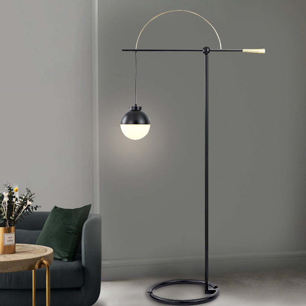 Valentina Design Lampadaire Rond Nordique Métal/Verre Noir Bureau/Chambre