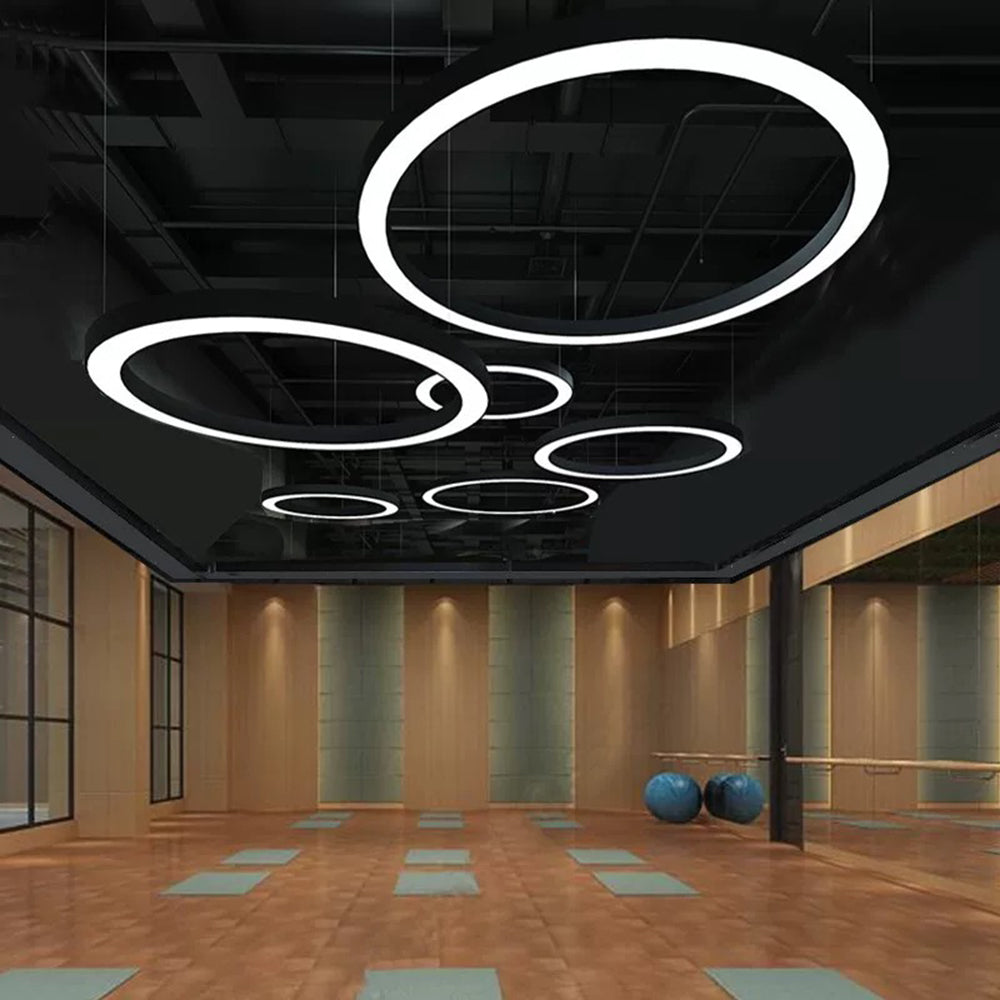 Arisha Luminaires Suspensions LED Anneau Simple Acrylique Noir/Blanc Salon/Cuisine
