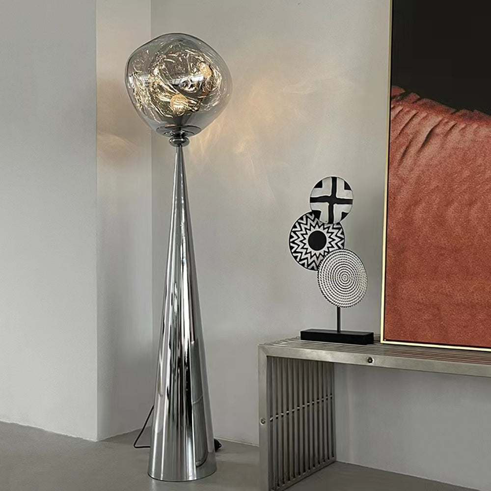 Valentina Design Italien Lampadaire Moderne Métal/Acrylique Rose Dorée/Or/Chromé/Gris Fumé Salon
