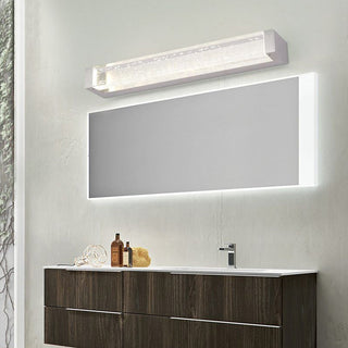 Arisha Applique Murale à Miroir Design LED Transparente Rectangulaire Moderne Métal Cristal Blanc Salle de Bain