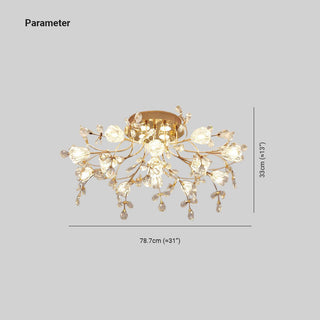 Arisha Design LED Plafonnier Fleur Art Deco Métal/Verre Doré Salon/Chambre à Coucher