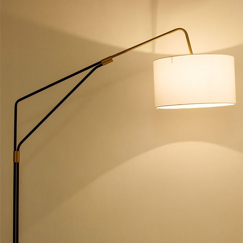 Tiffany Lampadaire Cylindre Moderne Métal/Tissu Blanc Salon/Chambre à Coucher Grande