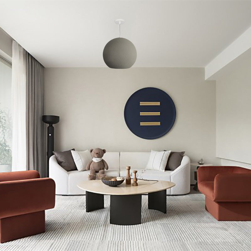 Avi Suspension Boule Minimaliste, Metal/Polystyrène, Blanc/Gris, Salon