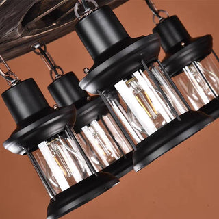 Epoch Ronde Vintage LED Lustre Bois/Métal/Verre Salon Cuisine