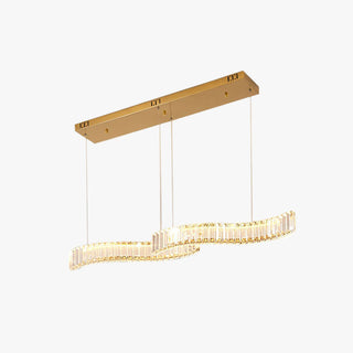 Kristy Luminaires Suspensions LED Wave Moderne Grande Cristal Métal Argent/Or Salon/Cuisine