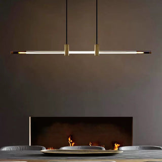 Ray Suspension Linéaire Moderne, Metal/Acrylique, Rouge/Marron, Chambre