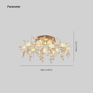 Arisha Design LED Plafonnier Fleur Art Deco Métal/Verre Doré Salon/Chambre à Coucher