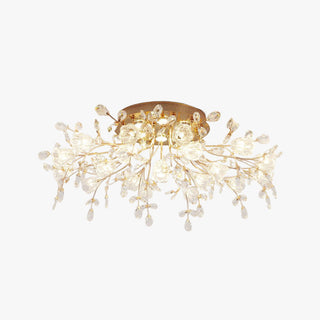 Arisha Design LED Plafonnier Fleur Art Deco Métal/Verre Doré Salon/Chambre à Coucher