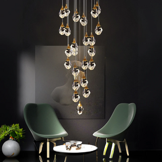 Kristy Luminaire Or Suspension Verre/Métal Pierres Chambre/Salon
