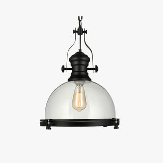 Silva Luminaires Suspensions Dôme Industrielle LED Vintage Verre/Métal Noir Salon/Chambre à Coucher