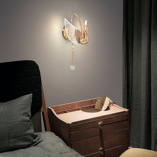 Arisha Applique Murale LED Design Cygne Art Deco Métal/Acrylique Or/Doré Rose Salon/Bureau