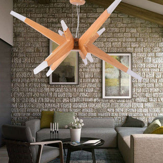 Muto Luminaires Suspensions Inégale Spoutnik Design Bois/Acrylique Chambre à Coucher