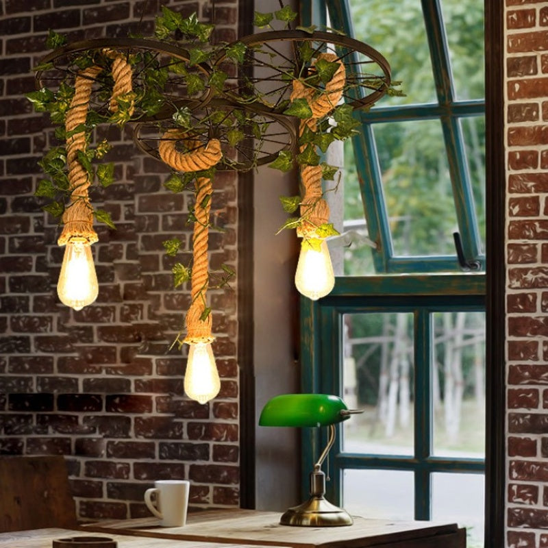 Arisha Industriel LED Lustre Noir Métal Saule Bar/Salon