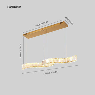 Kristy Luminaires Suspensions LED Wave Moderne Grande Cristal Métal Argent/Or Salon/Cuisine