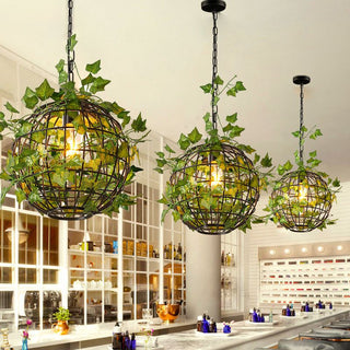Norel Globe Art Deco LED Suspension Vert Métal Salle à Manger-Luire