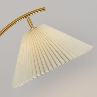 Muto Lampadaire Plissé Vintage, Métal/Tissu, Bois/Noyer, Salon