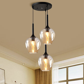 Valentina LED Suspension Bleu Gris Verre Salle à Manger Chambre à coucher