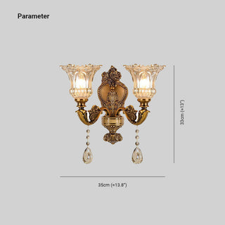 Ray Design Floral Applique Murale Fleur Vintage LED Métal/Verre Bronze Chambre