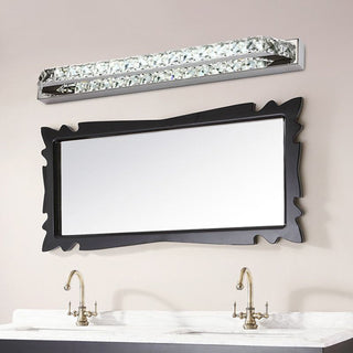 Kristy Applique Murale à Miroir LED Rectangulaire Moderne Cristal Métal Argent Salle de Bain