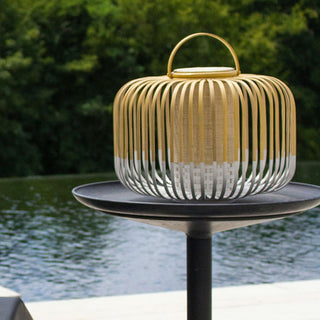 Ritta Vintage LED Lampadaire Noir/Blanc Bambou/Acrylique Extérieur