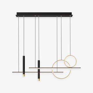 Arisha Suspension Linéaire Moderne, Métal/Acrylique/Gel de Silice, Noir/Doré,Salon