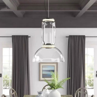 Valentina Luminaires Suspensions LED Cylindre Minimalisme Métal/Verre Transparent Salon/Chambre à Coucher