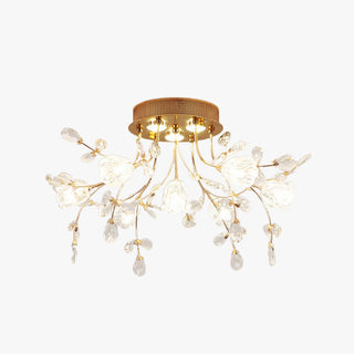 Arisha Design LED Plafonnier Fleur Art Deco Métal/Verre Doré Salon/Chambre à Coucher