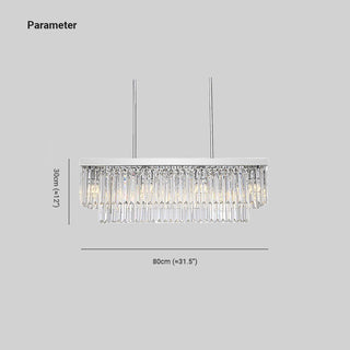 Kristy Design Luminaires Suspensions Rectangulaire Contemporain Métal/Cristal Blanc Salle à Manger/Salon
