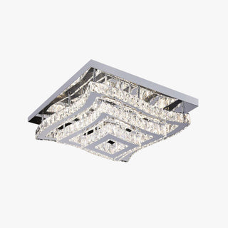 Kirsty Plafonnier Carré Blanc Moderne Métal/Verre Argent Grande Salon