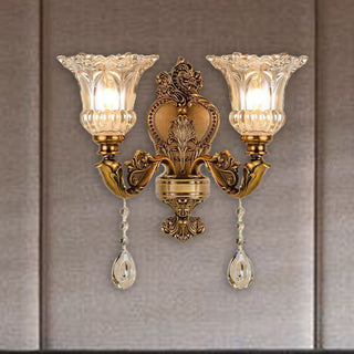 Ray Design Floral Applique Murale Fleur Vintage LED Métal/Verre Bronze Chambre