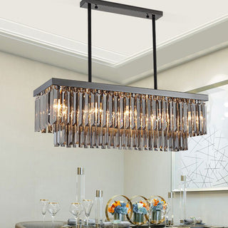 Kristy Luminaires Suspensions Grande Rectangulaire Industrielle Métal/Verre Noir Salle à Manger/Salon