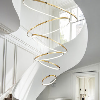 Arisha Grande Design LED Luminaires Suspensions Anneau Moderne Acrylique Doré Salon